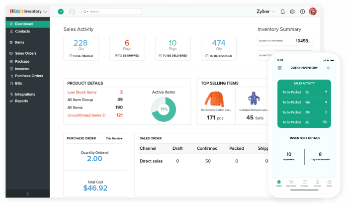 Zoho app dashboard