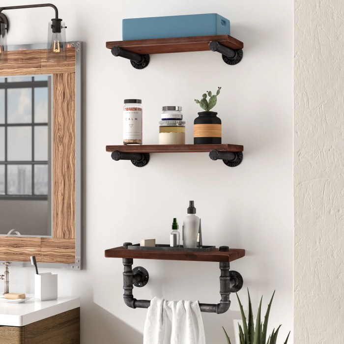 Bathroom shelf rustic industrial wall