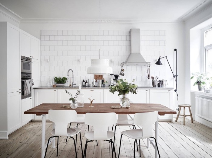 Scandinavian kitchens ideas white wooden inspiration kitchen design brick modern swedish lighting cabinetry open light table floor dotted bright central