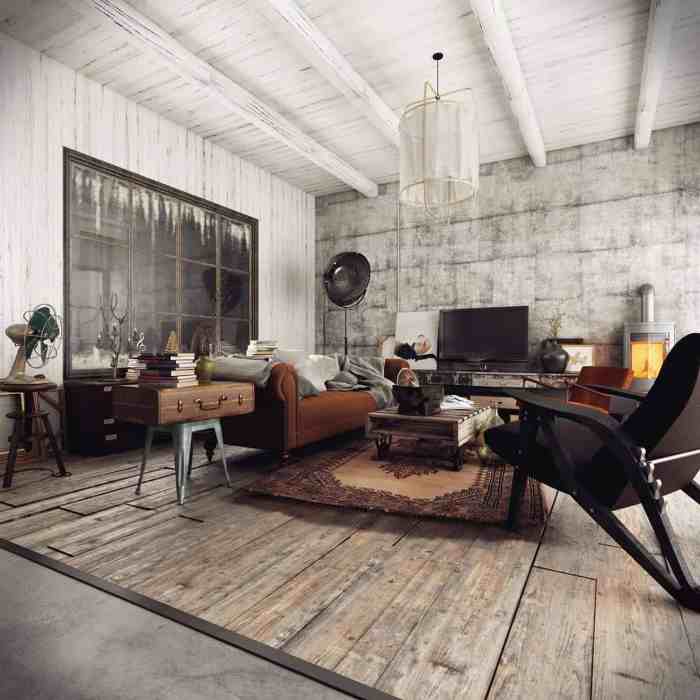 Industrial living room concrete brick design kate ceiling exposed roohome modern